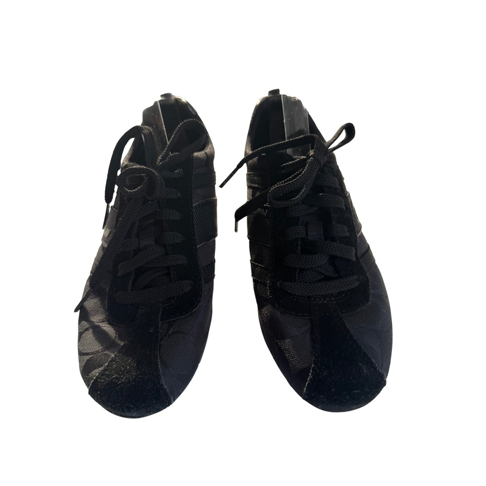 Coach Sneakers Women's 6.5‎ Black Silver Henrietta Signature Jacquard Low Top